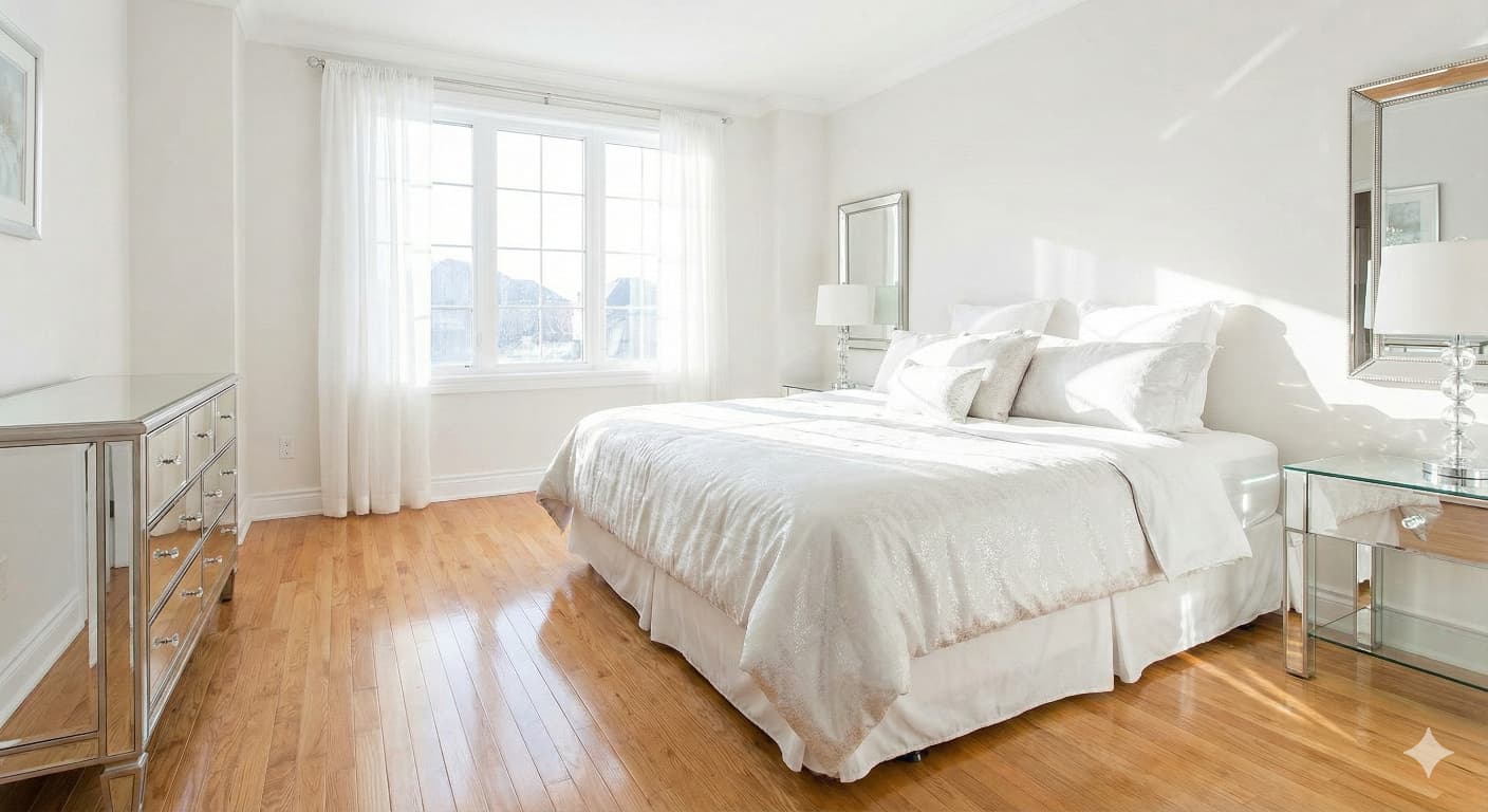 Clean hallway with polished flooring